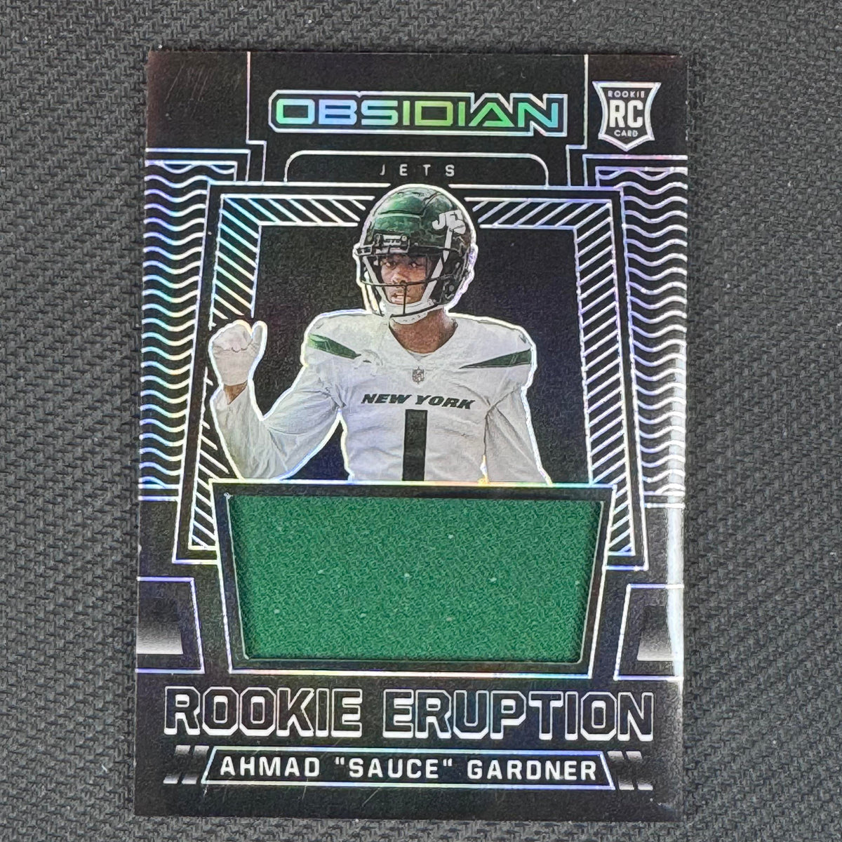 Ahmad "Sauce" Gardner #RE-ASG Rookie Eruption 2022 Panini Obsidian #/100 Jets