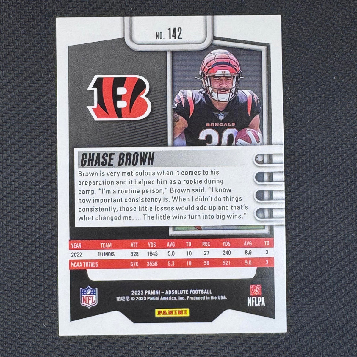 Chase Brown #142 Retail 2023 Panini Absolute Cincinnati Bengals RC