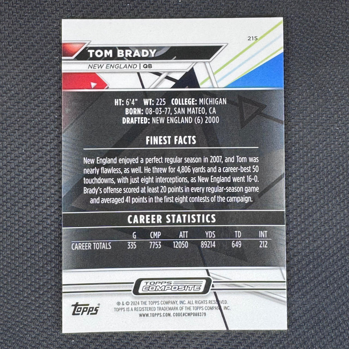 Tom Brady #215 2023 Topps Composite New England Patriots