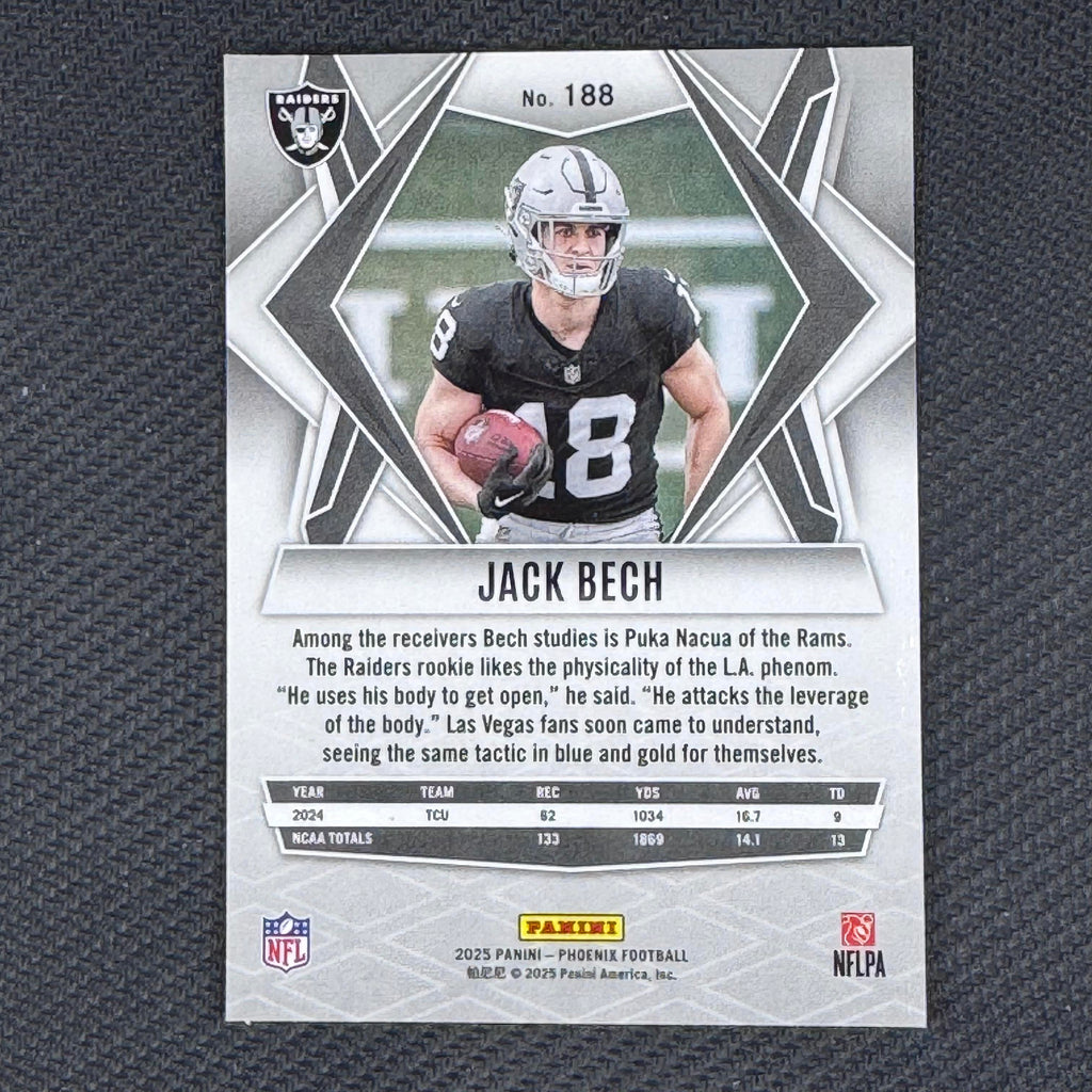 Jack Bech #188 2025 Panini Phoenix Las Vegas Raiders RC