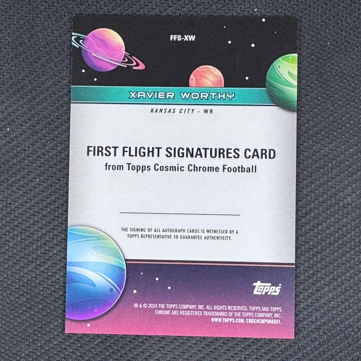 Xavier Worthy #FFS-XW First Flight Auto Gold Interstellar 2024 Topps Chrome