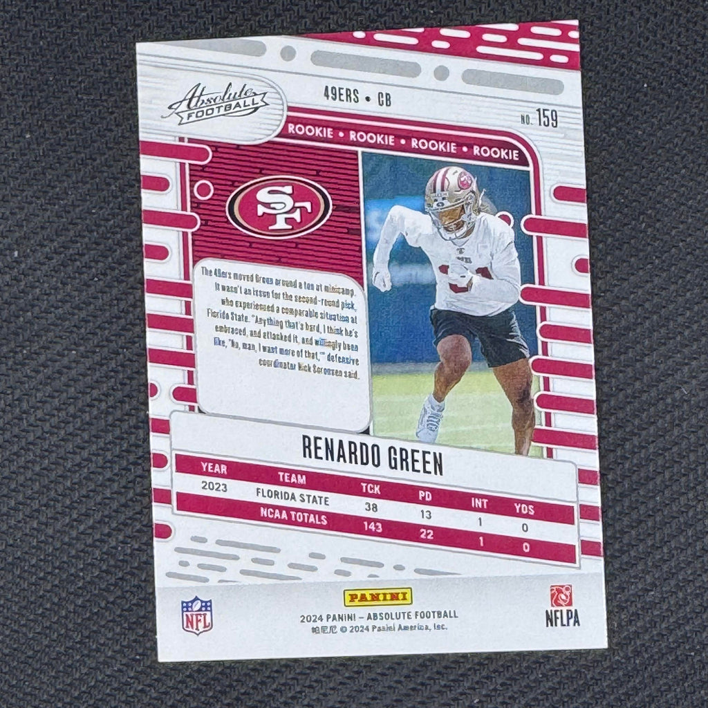 Renardo Green #159 Retail 2024 Panini Absolute San Francisco 49ers RC