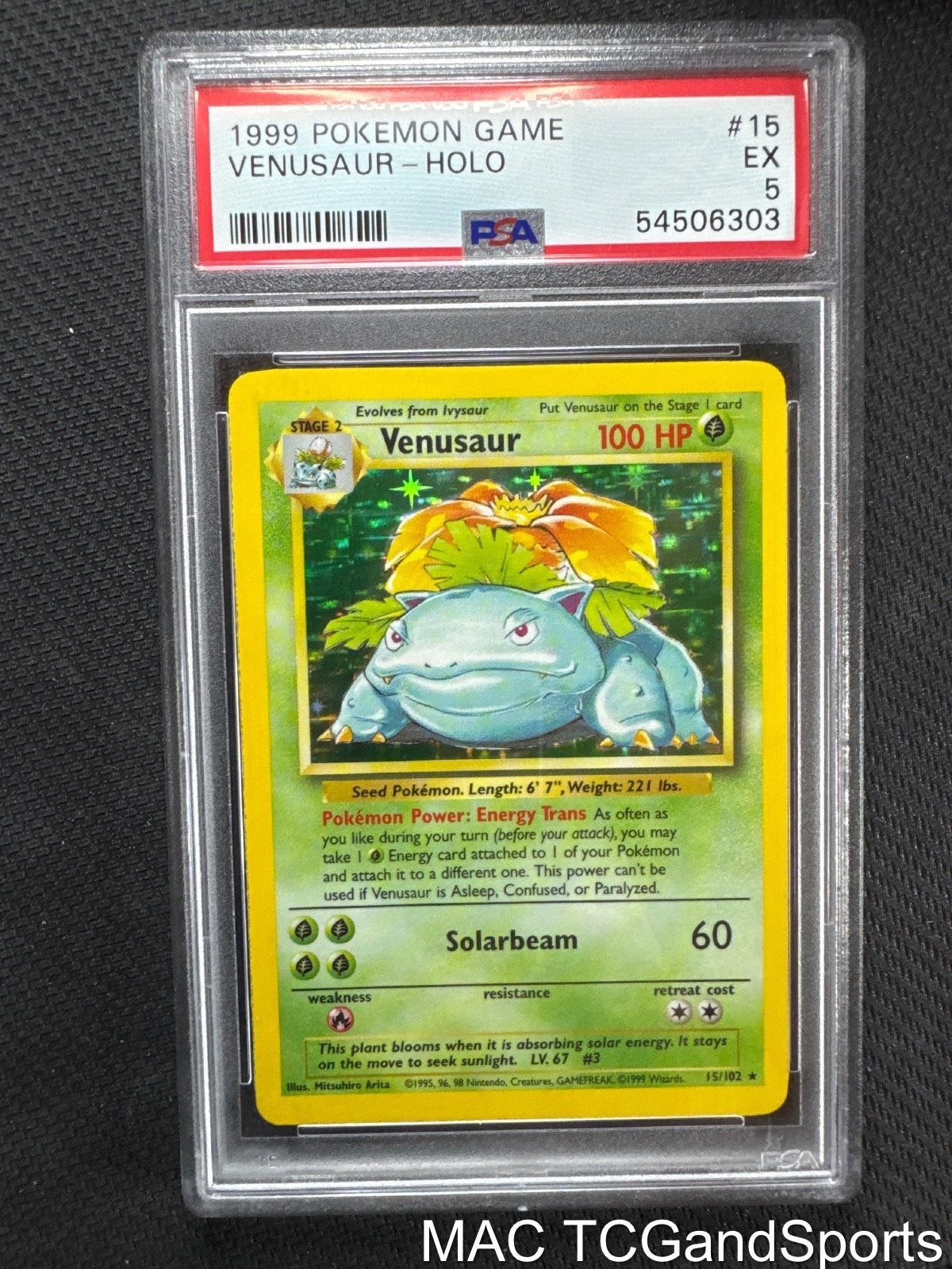 Venusaur Holo 15/102 Game Pokemon PSA 5
