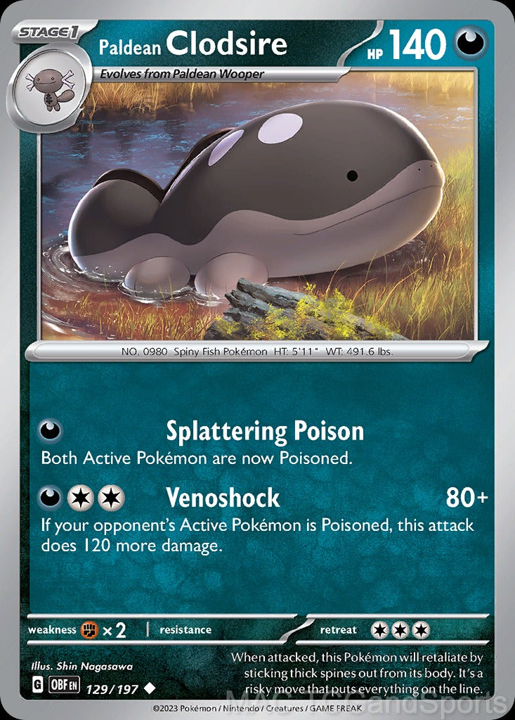Paldean Clodsire 129/197 Reverse Holo