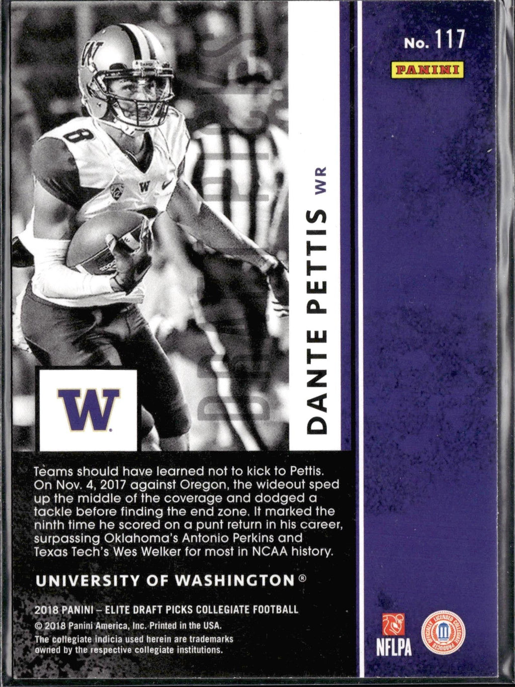 Dante Pettis #117 2018 Panini Elite Draft Picks Washington Huskies