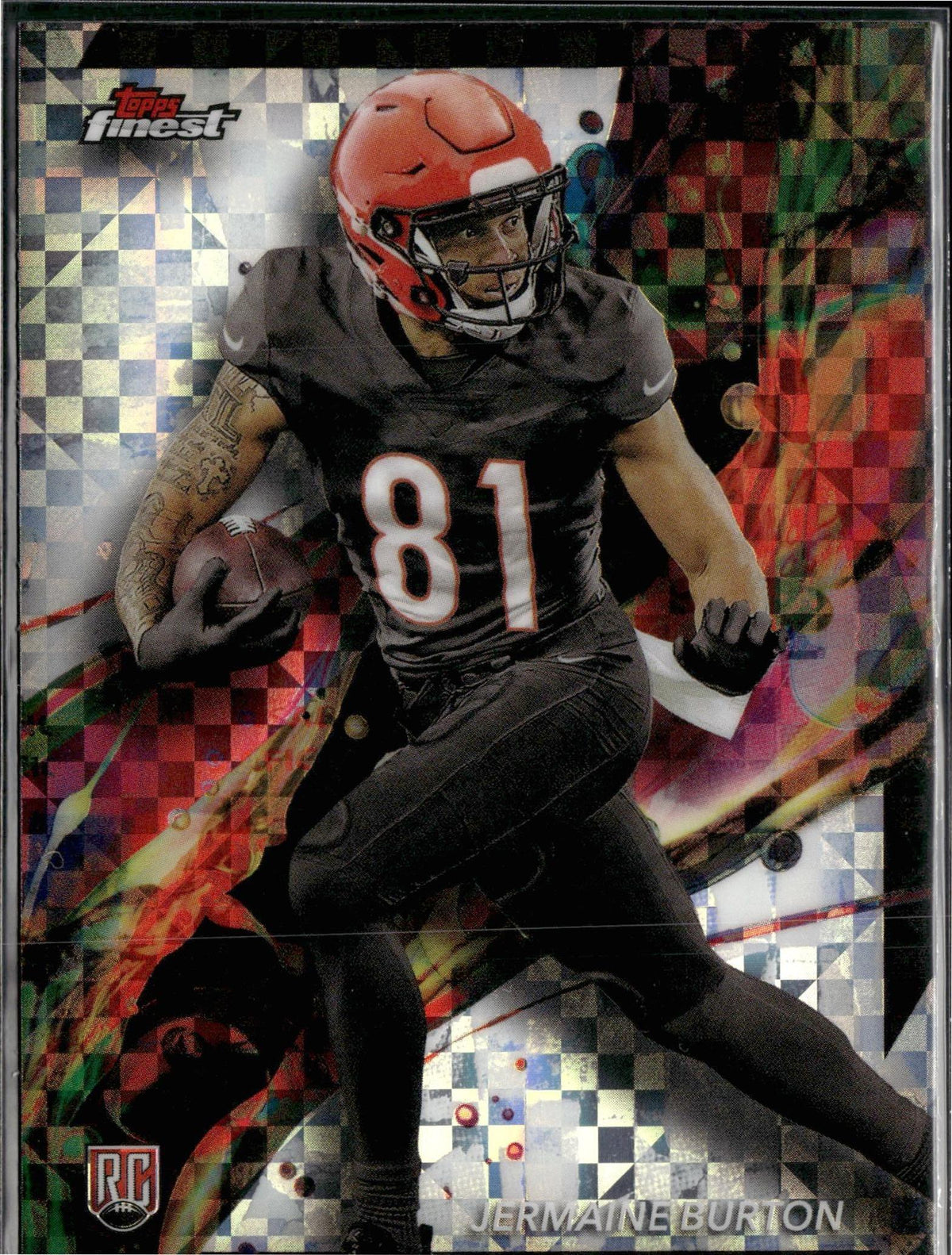 Jermaine Burton #95 Checkerboard Refractor 2024 Finest Cincinnati Bengals RC
