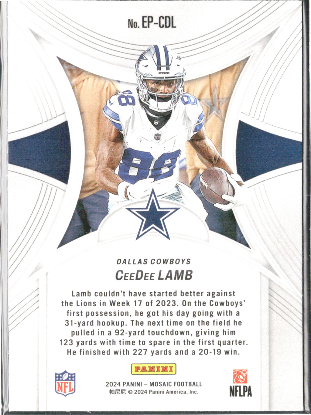 CeeDee Lamb #EP-CDL Epic Performers 2024 Panini Mosaic Dallas Cowboys