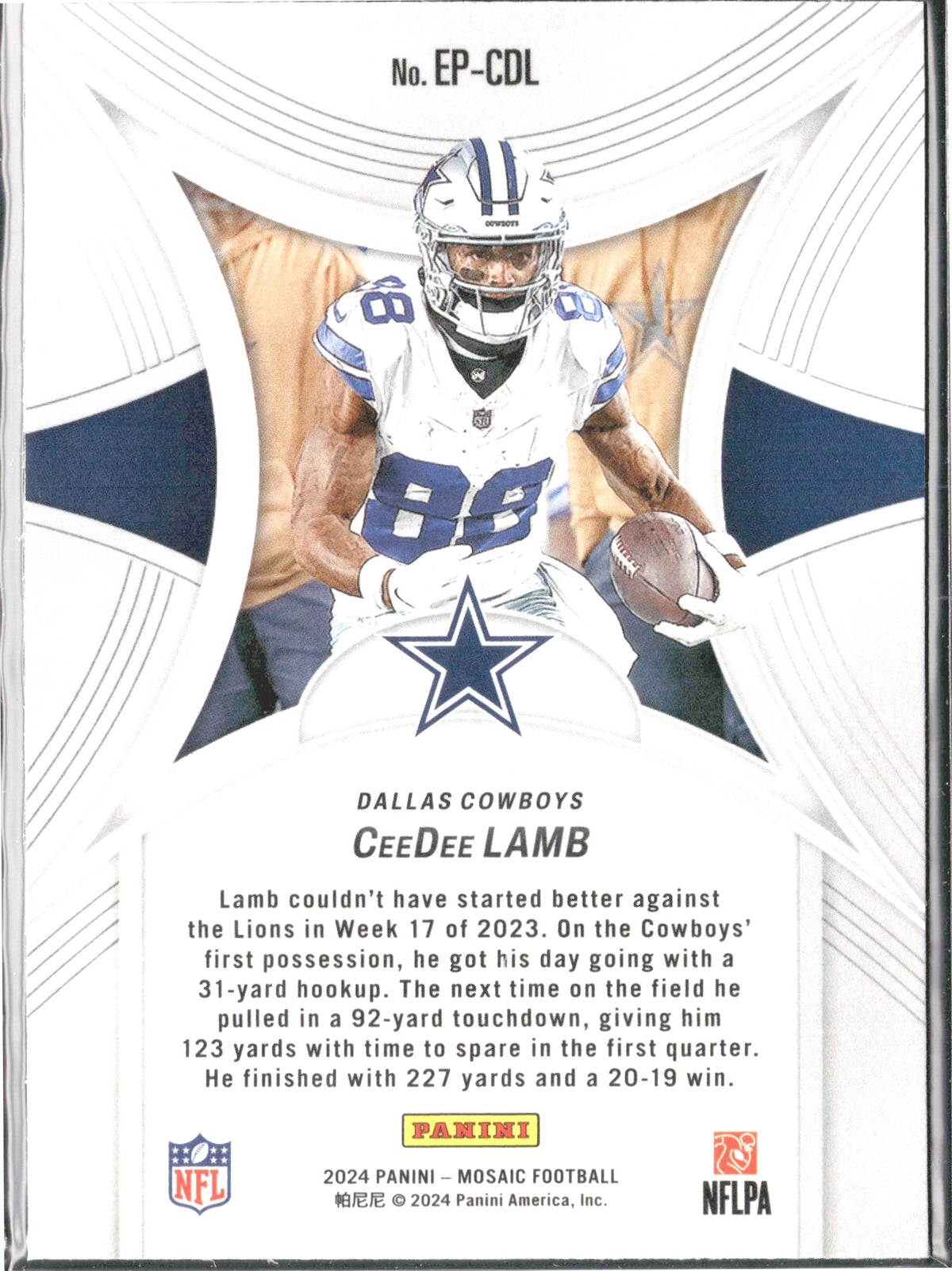 CeeDee Lamb #EP-CDL Epic Performers 2024 Panini Mosaic Dallas Cowboys