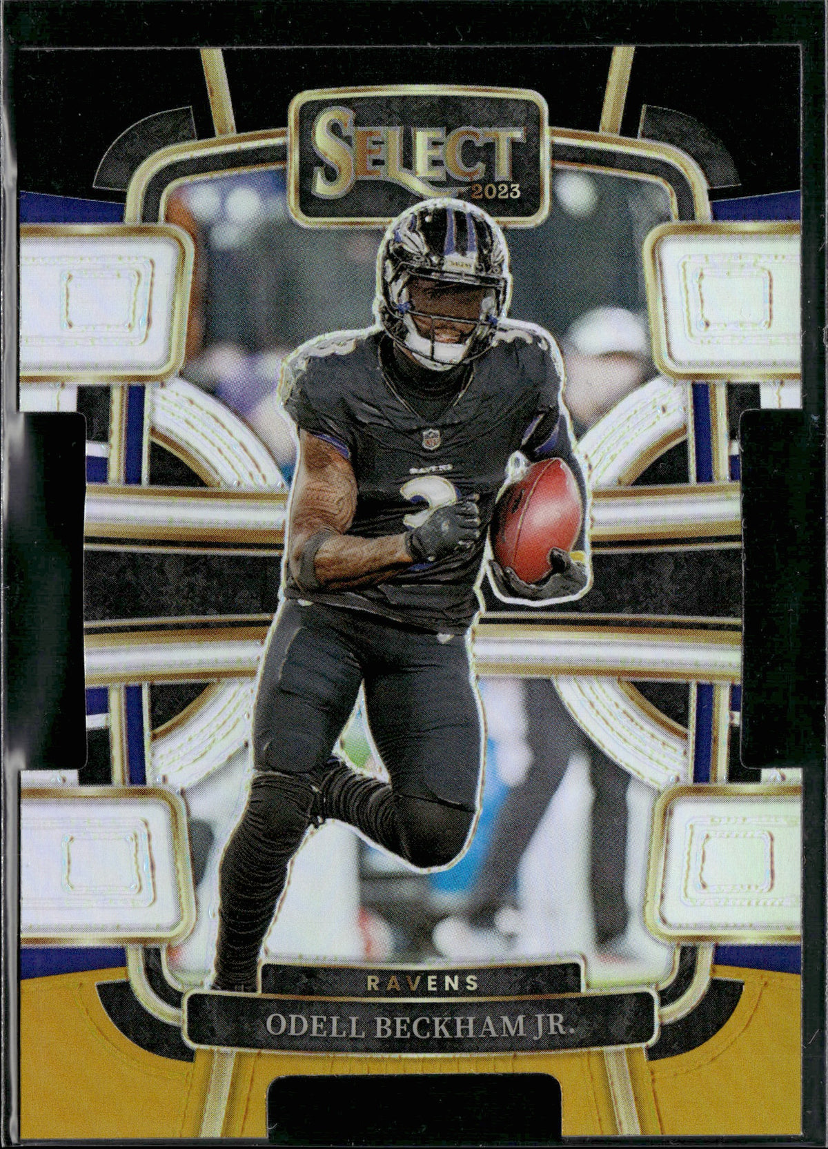 Odell Beckham Jr. #9 Black and Gold Prizms Die Cuts 2023 Panini Select Ravens