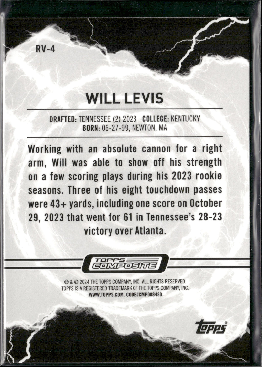 Will Levis #RV-4 Resurgence Voltaic 2023 Topps Composite Tennessee Titans