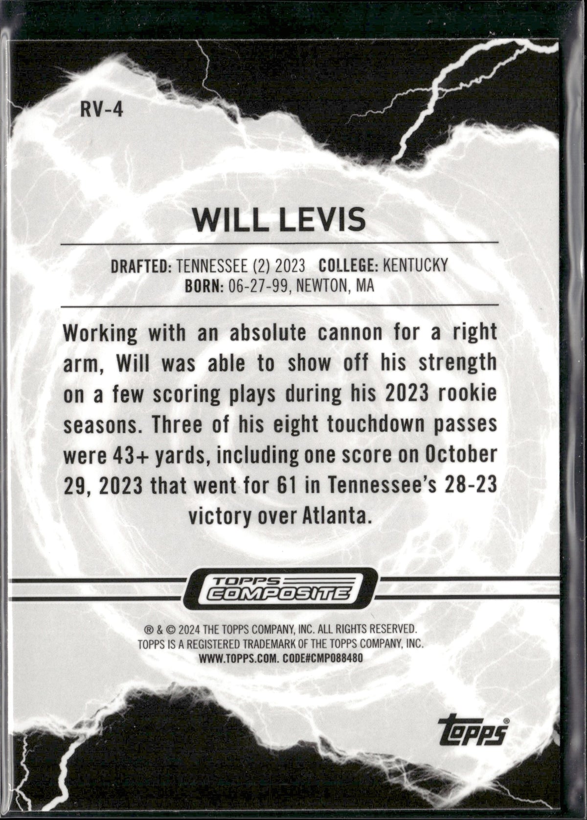 Will Levis #RV-4 Resurgence Voltaic 2023 Topps Composite Tennessee Titans