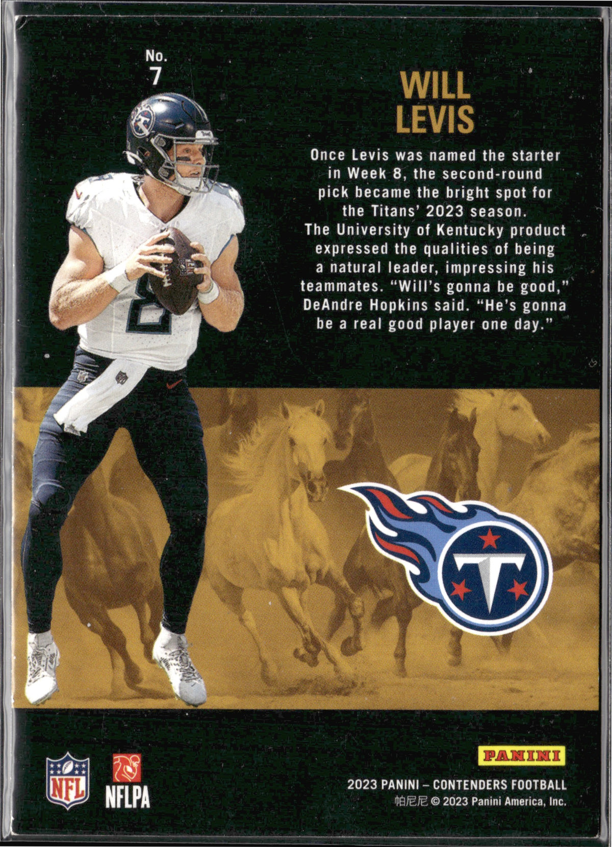 Will Levis #7 Rookie Stallions 2023 Panini Contenders Tennessee Titans