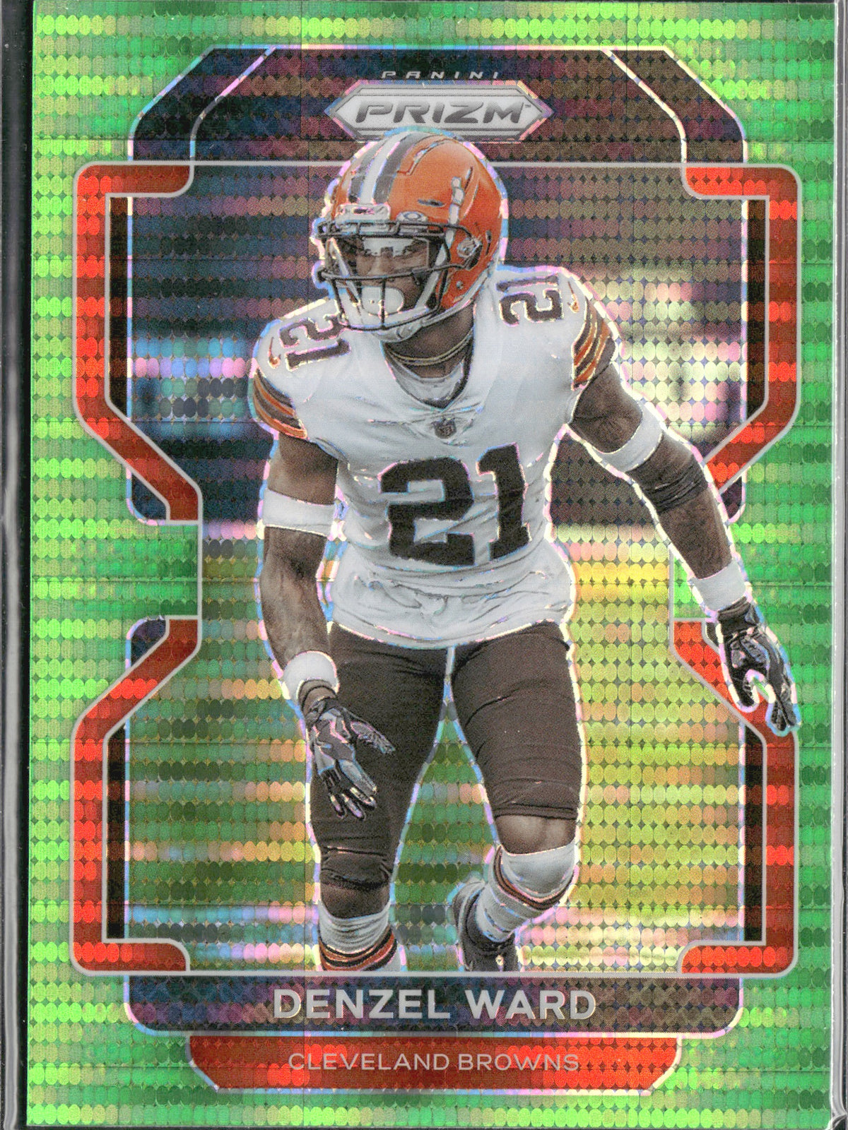 Denzel Ward #267 Neon Green Pulsar 2021 Panini Prizm Cleveland Browns