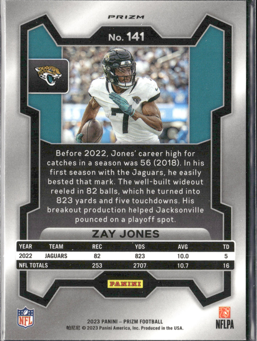 Zay Jones #141 Silver 2023 Panini Prizm Jacksonville Jaguars