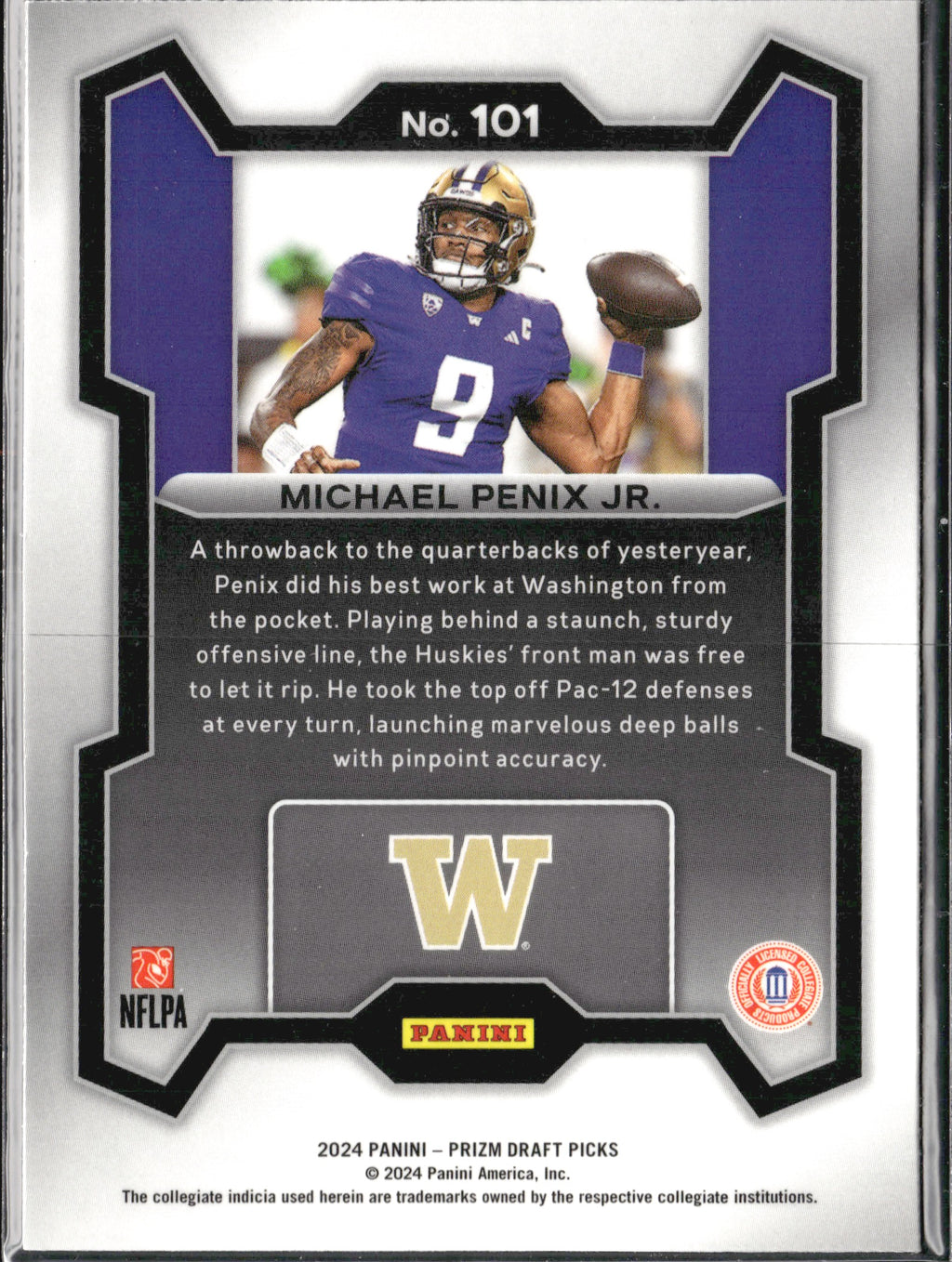 Michael Penix Jr. #101 2024 Panini Prizm Draft Picks Washington Huskies