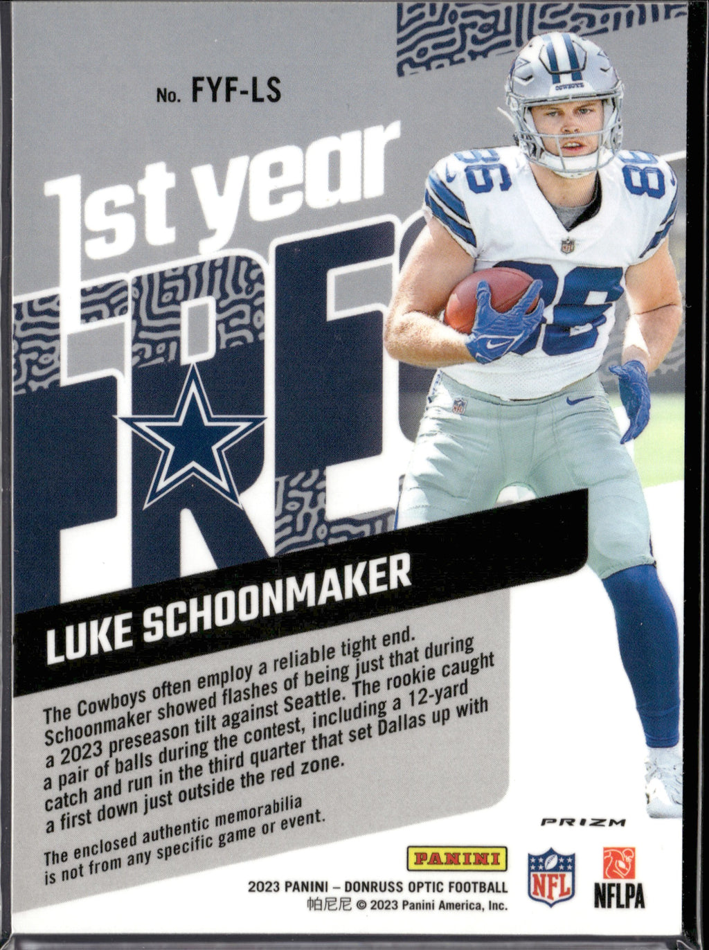 Luke Schoonmaker #FYF-LS First Year Fresh Blue Hyper 2023 Donruss Optic Cowboys