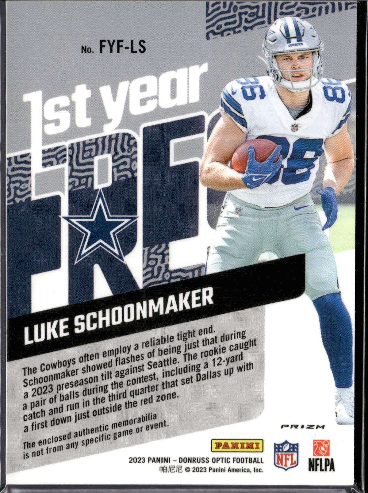Luke Schoonmaker #FYF-LS First Year Fresh Blue Hyper 2023 Donruss Optic Cowboys