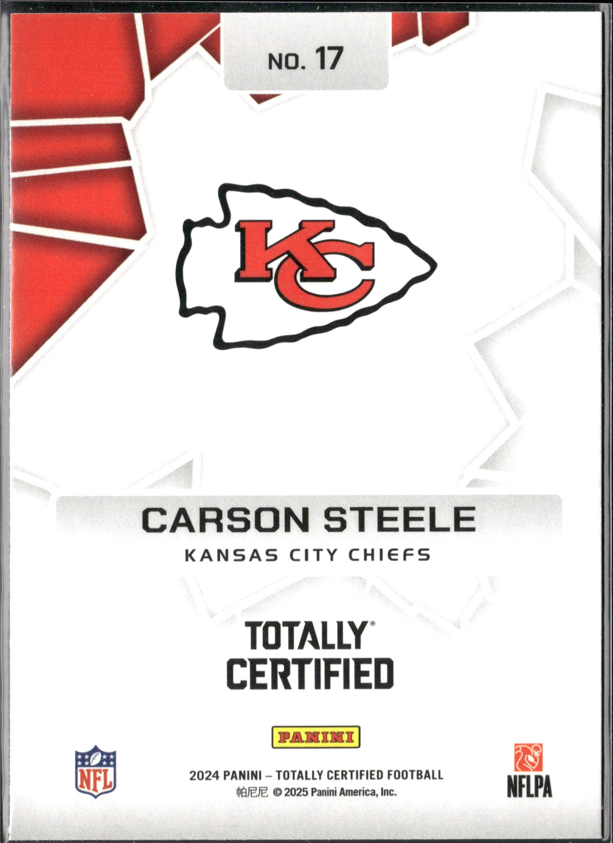 Carson Steele #17 Intriguing Players Mirror 2024 Panini Totally Certified Chiefs