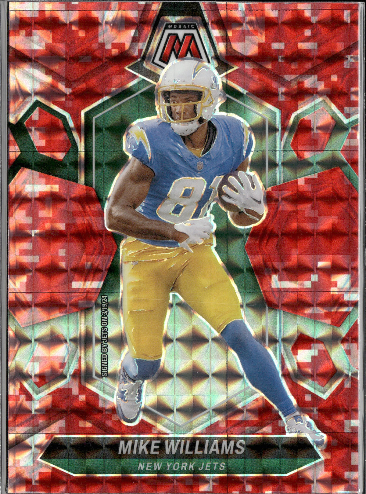 Mike Williams #172 Mosaic Camo Red 2024 Panini Mosaic New York Jets