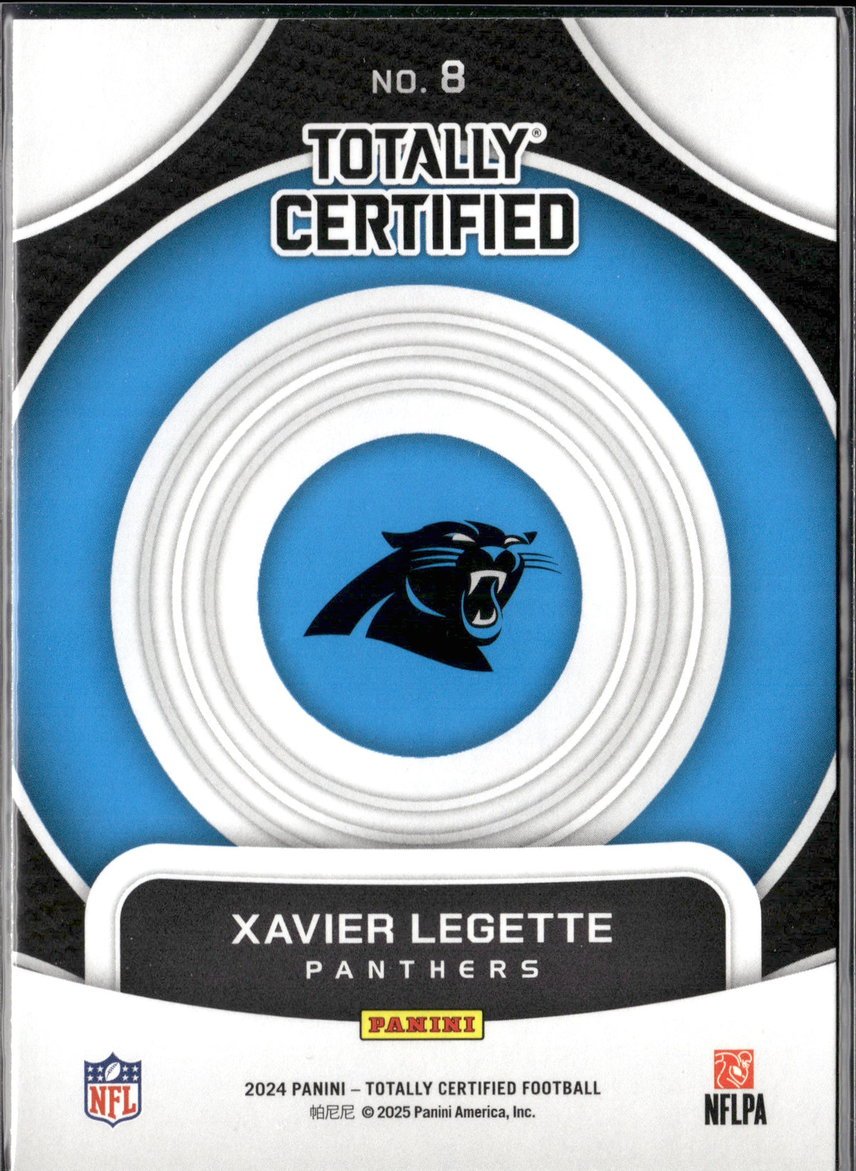 Xavier Legette #8 On Target Mirror 2024 Panini Totally Certified Panthers