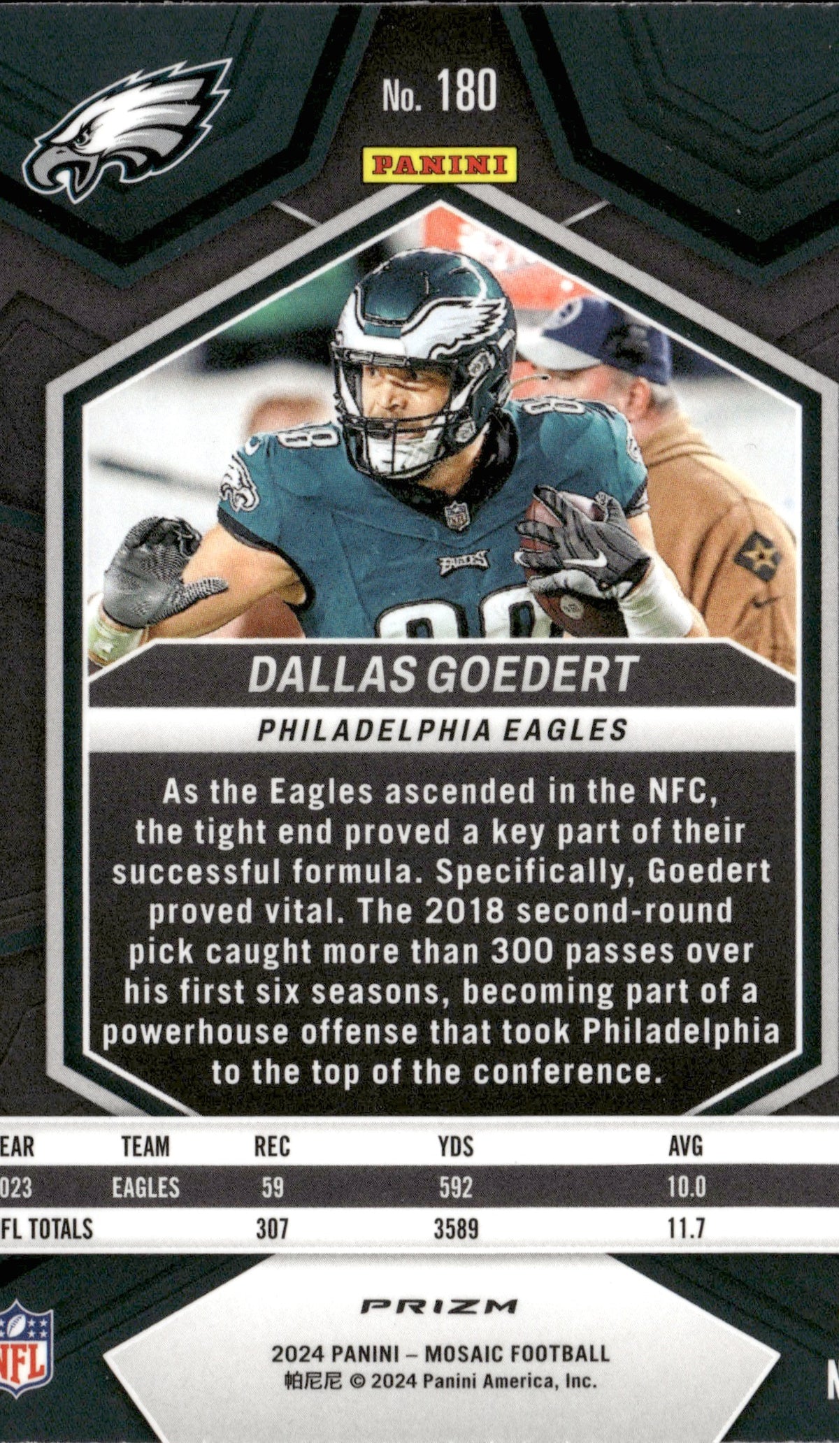 Dallas Goedert #180 Mosaic Camo Pink 2024 Panini Mosaic Philadelphia Eagles