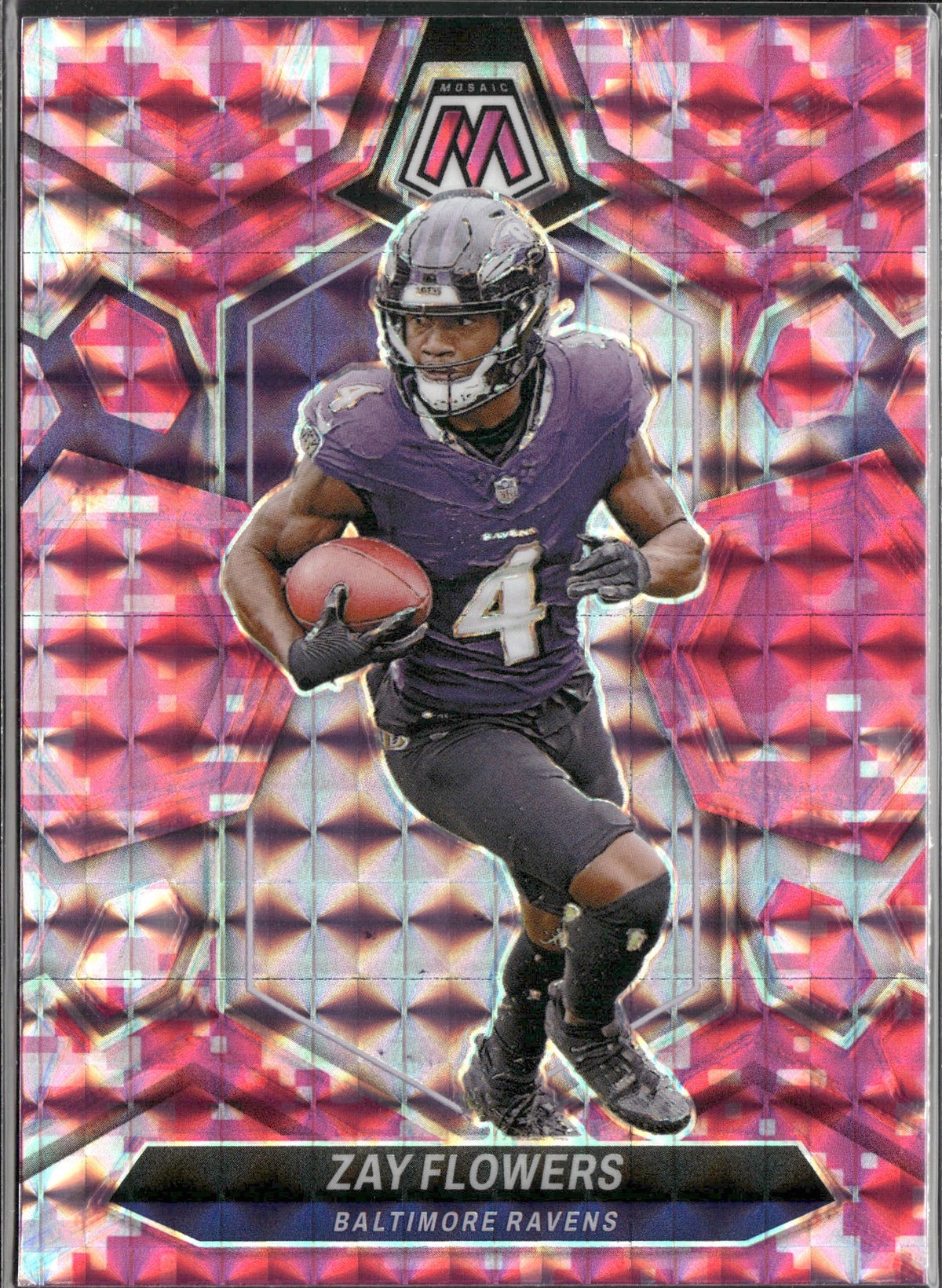 Zay Flowers #17 Mosaic Camo Pink 2024 Panini Mosaic Baltimore Ravens