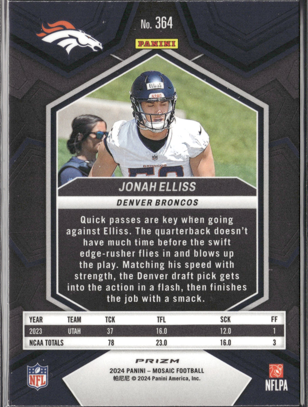 Jonah Elliss #364 Mosaic Camo Pink 2024 Panini Mosaic Denver Broncos