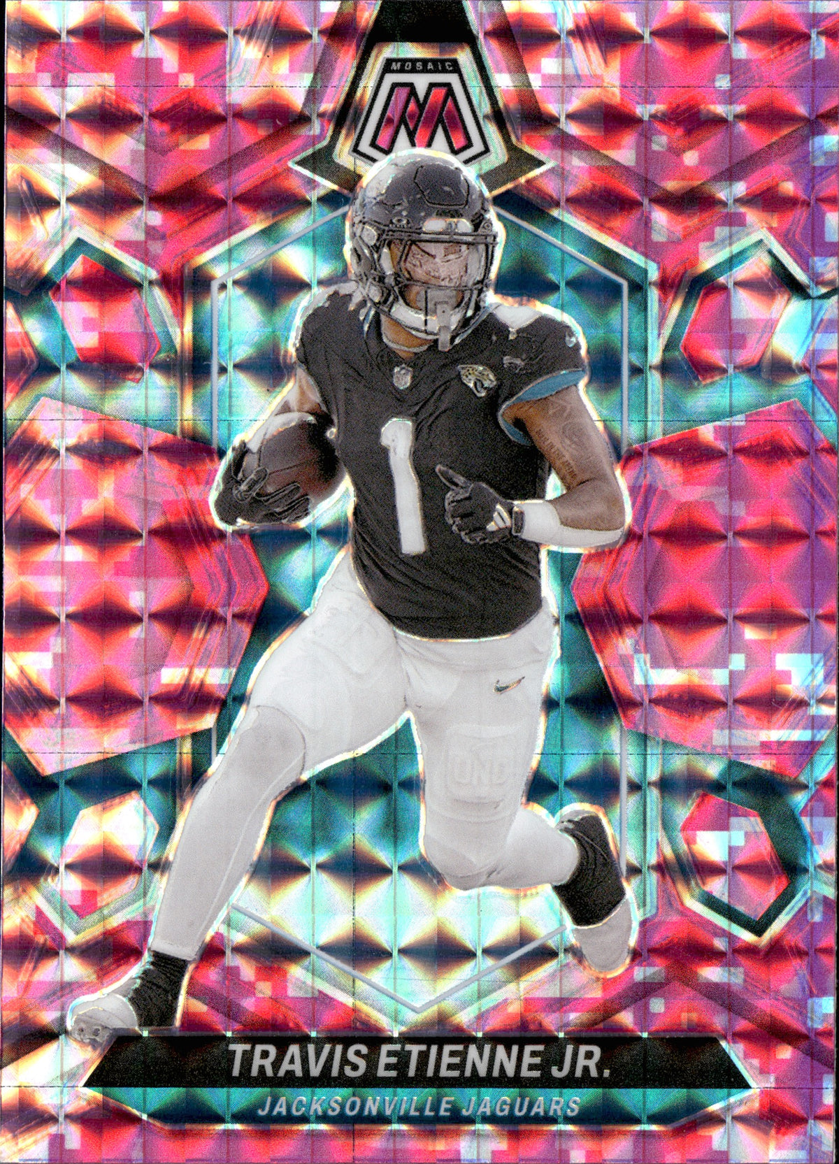 Travis Etienne Jr. #100 Mosaic Camo Pink 2024 Panini Mosaic Jacksonville Jaguars