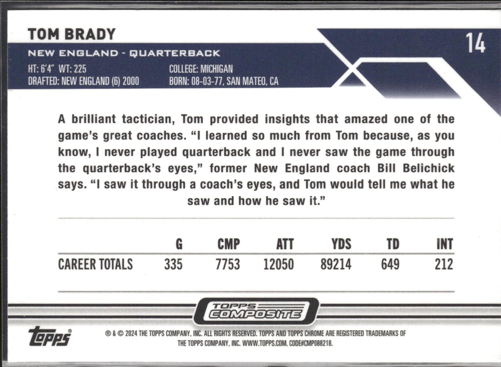 Tom Brady #14 2023 Topps Composite New England Patriots