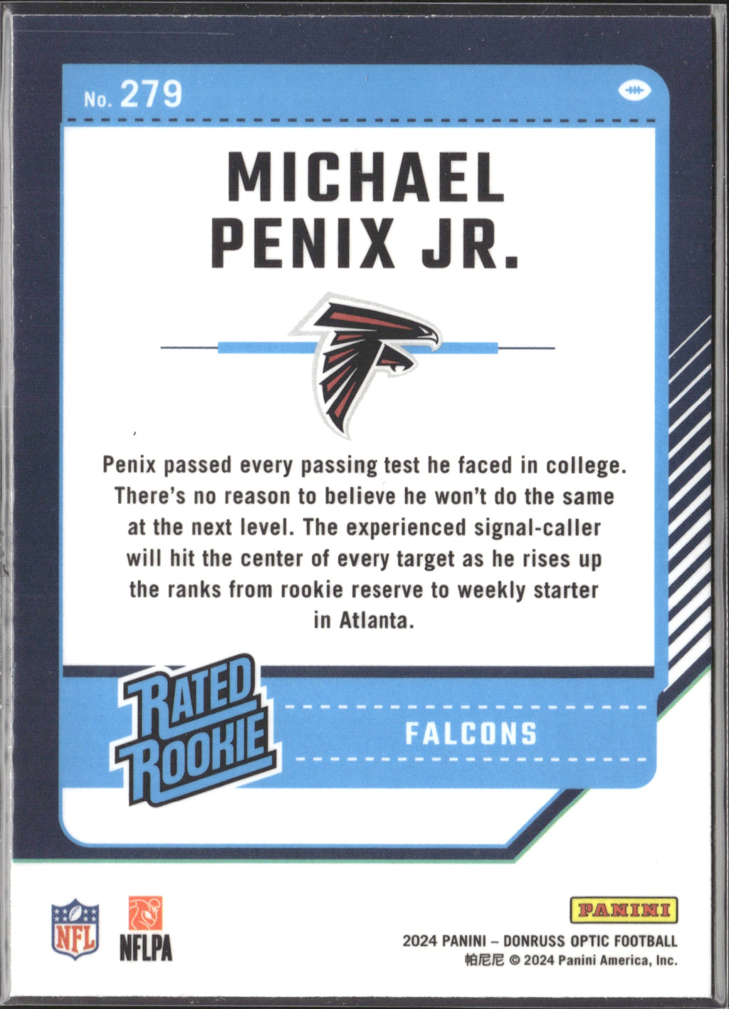 Michael Penix Jr. #279 2024 Donruss Optic Atlanta Falcons RC