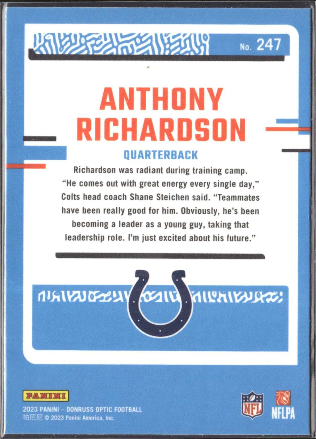 Anthony Richardson #247 2023 Donruss Optic Indianapolis Colts RC