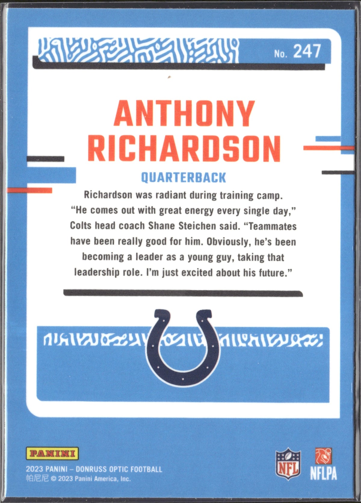 Anthony Richardson #247 2023 Donruss Optic Indianapolis Colts RC