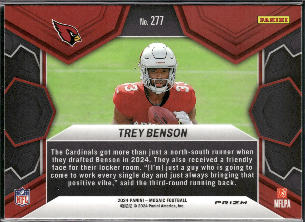 Trey Benson #277 Mosaic Green 2024 Panini Mosaic Arizona Cardinals