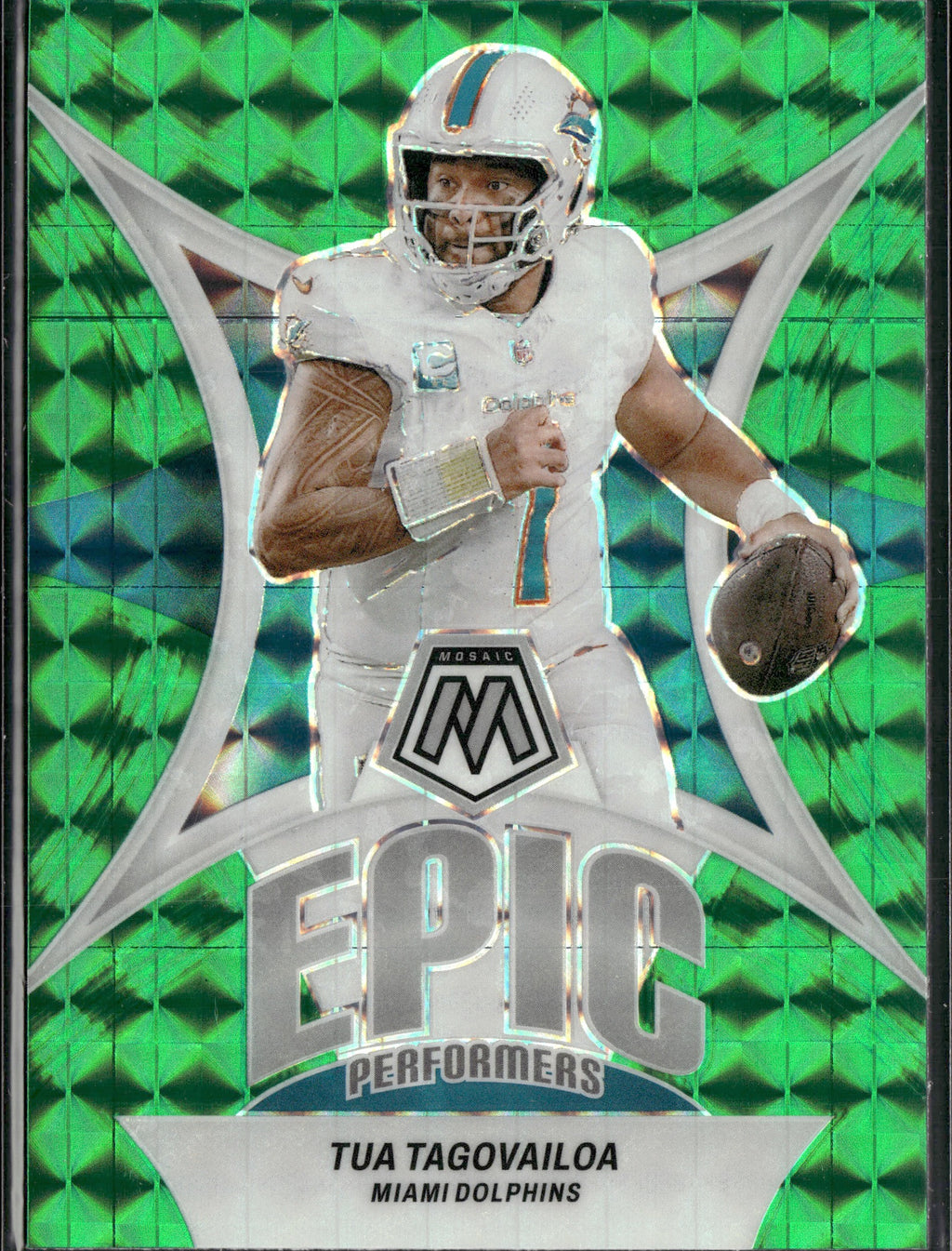 Tua Tagovailoa #EP-TT Epic Performers Mosaic Green 2024 Panini Mosaic Dolphins