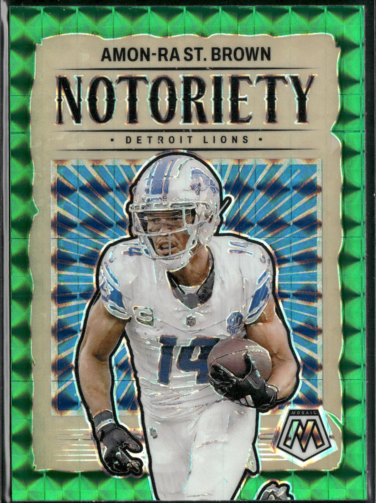 Amon-Ra St. Brown #12 Notoriety Mosaic Green 2024 Panini Mosaic Detroit Lions