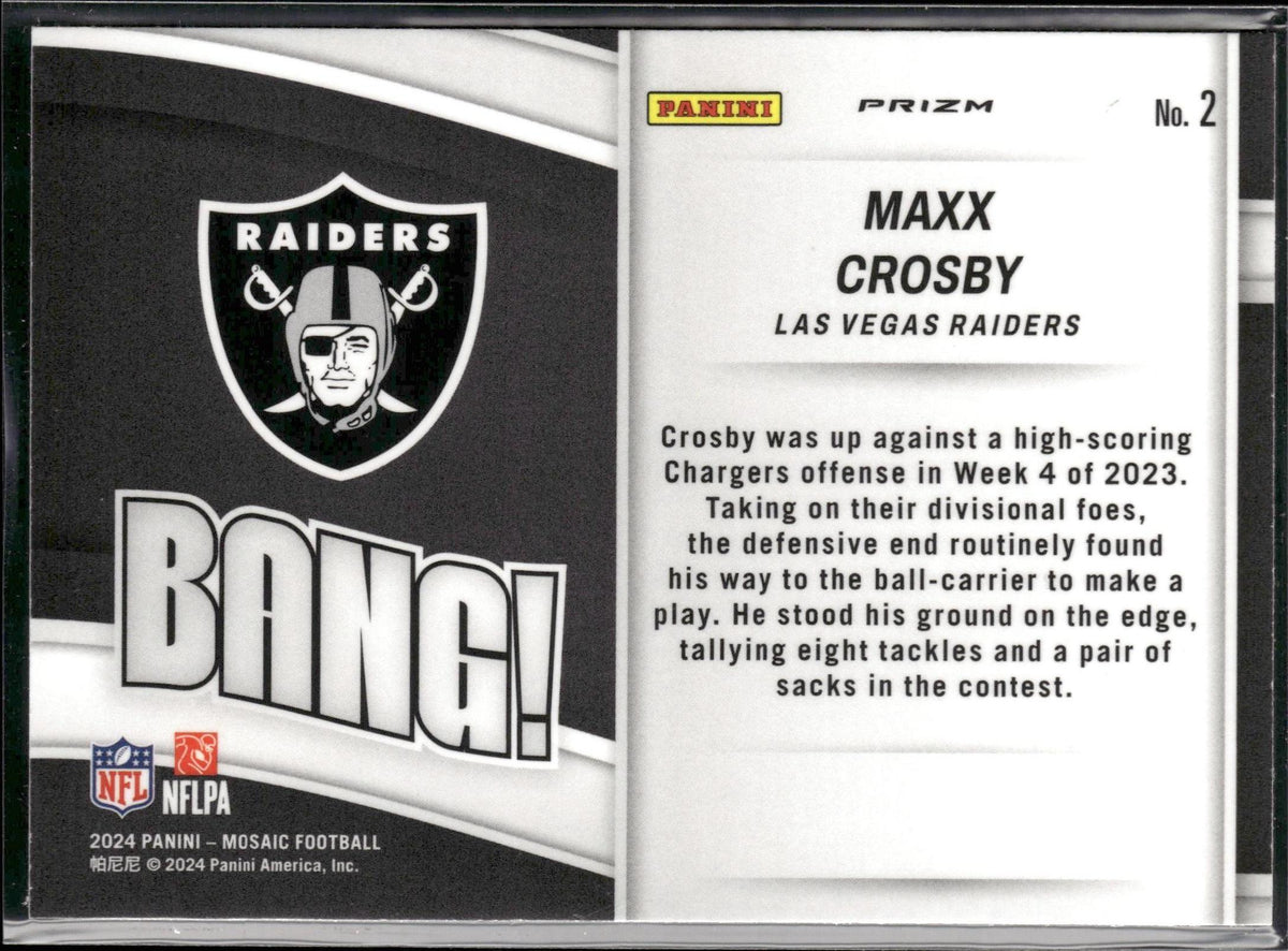 Maxx Crosby #2 Bang! Mosaic Green 2024 Panini Mosaic Las Vegas Raiders