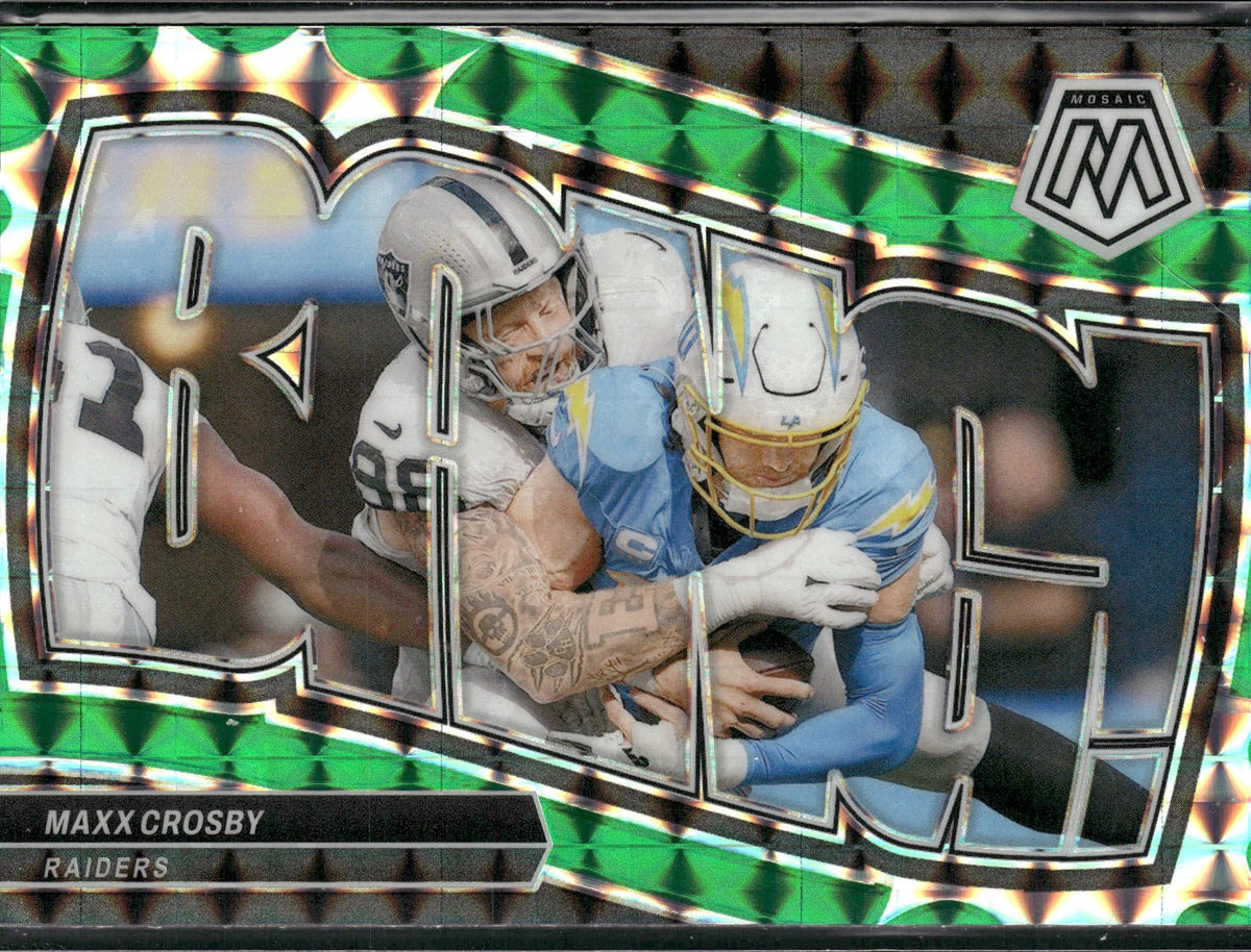 Maxx Crosby #2 Bang! Mosaic Green 2024 Panini Mosaic Las Vegas Raiders