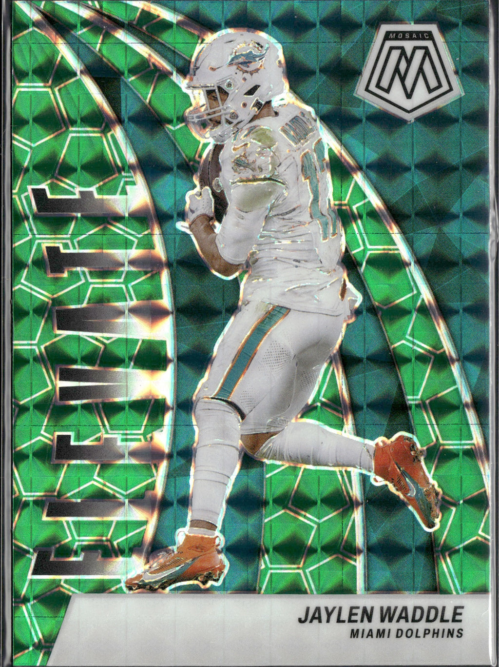 Jaylen Waddle #18 Elevate Mosaic Green 2024 Panini Mosaic Miami Dolphins