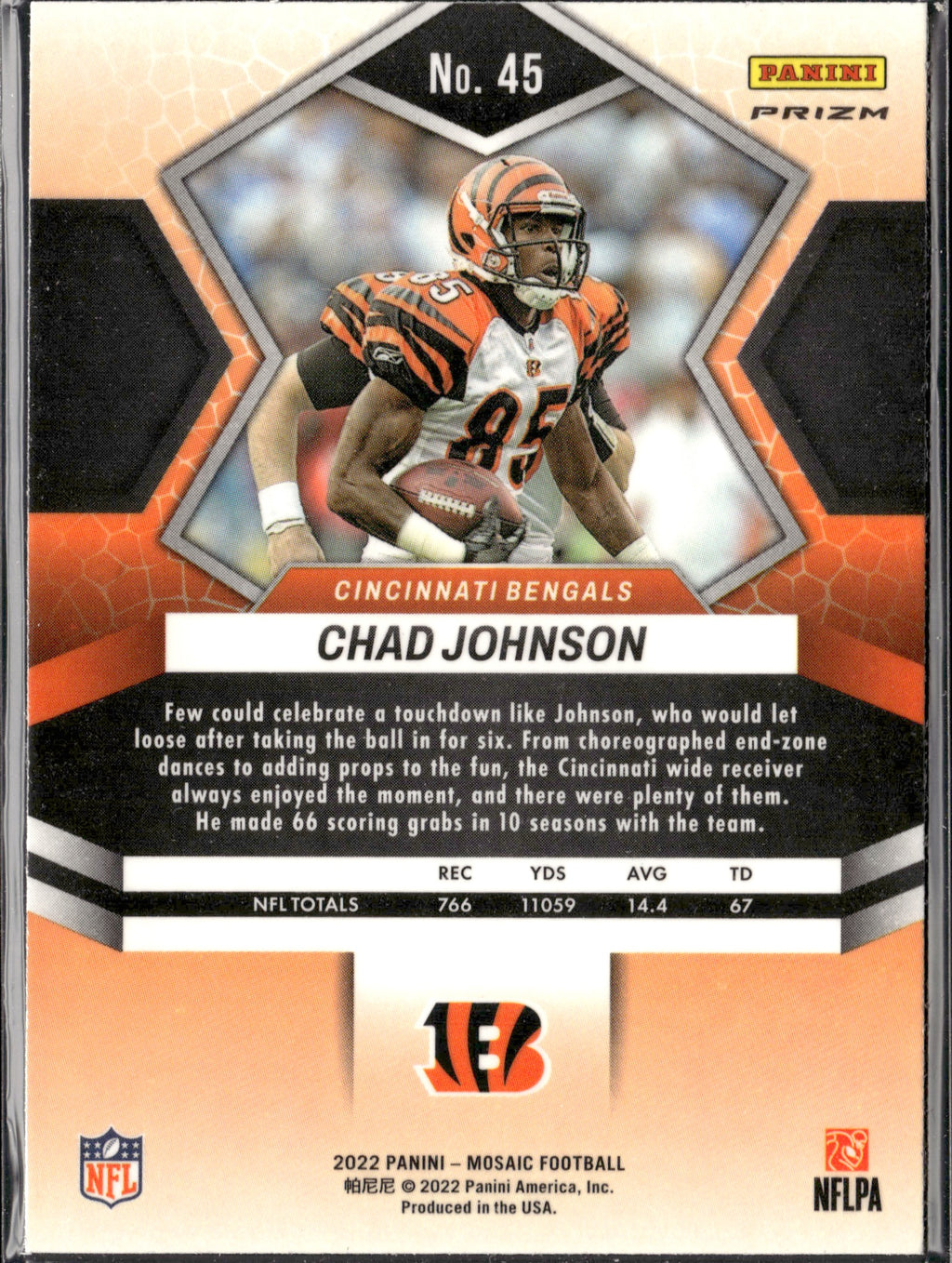 Chad Johnson #45 Mosaic Green 2022 Panini Mosaic Cincinnati Bengals