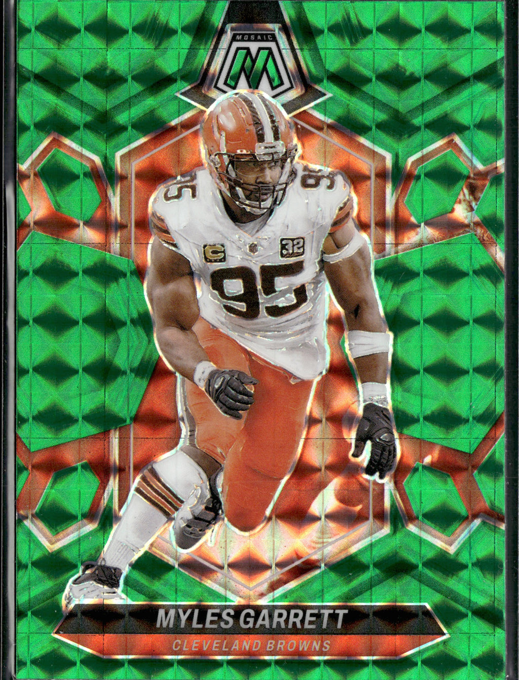 Myles Garrett #55 Mosaic Green 2024 Panini Mosaic Cleveland Browns