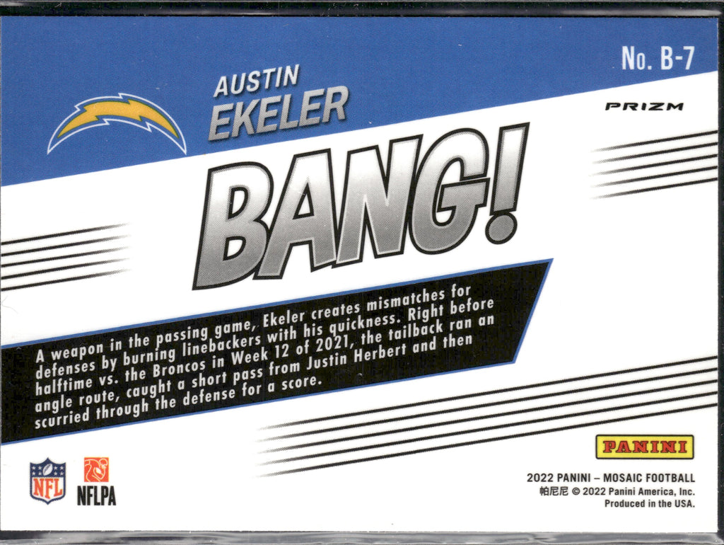 Austin Ekeler #B-7 Bang! Mosaic Green 2022 Panini Mosaic Los Angeles Chargers
