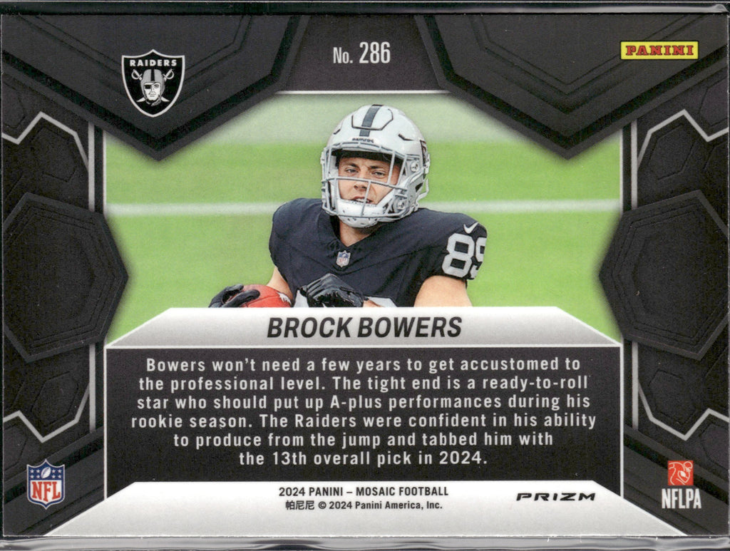 Brock Bowers #286 Mosaic Green 2024 Panini Mosaic Las Vegas Raiders