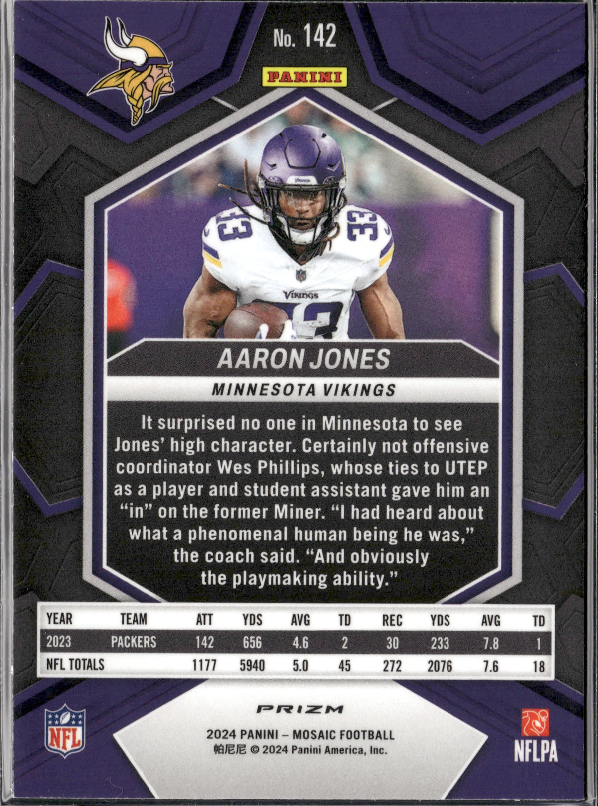 Aaron Jones #142 Mosaic Green 2024 Panini Mosaic Minnesota Vikings