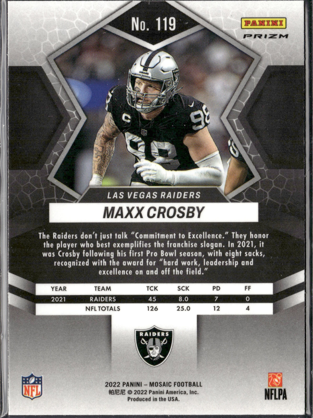 Maxx Crosby #119 Mosaic Green 2022 Panini Mosaic Las Vegas Raiders