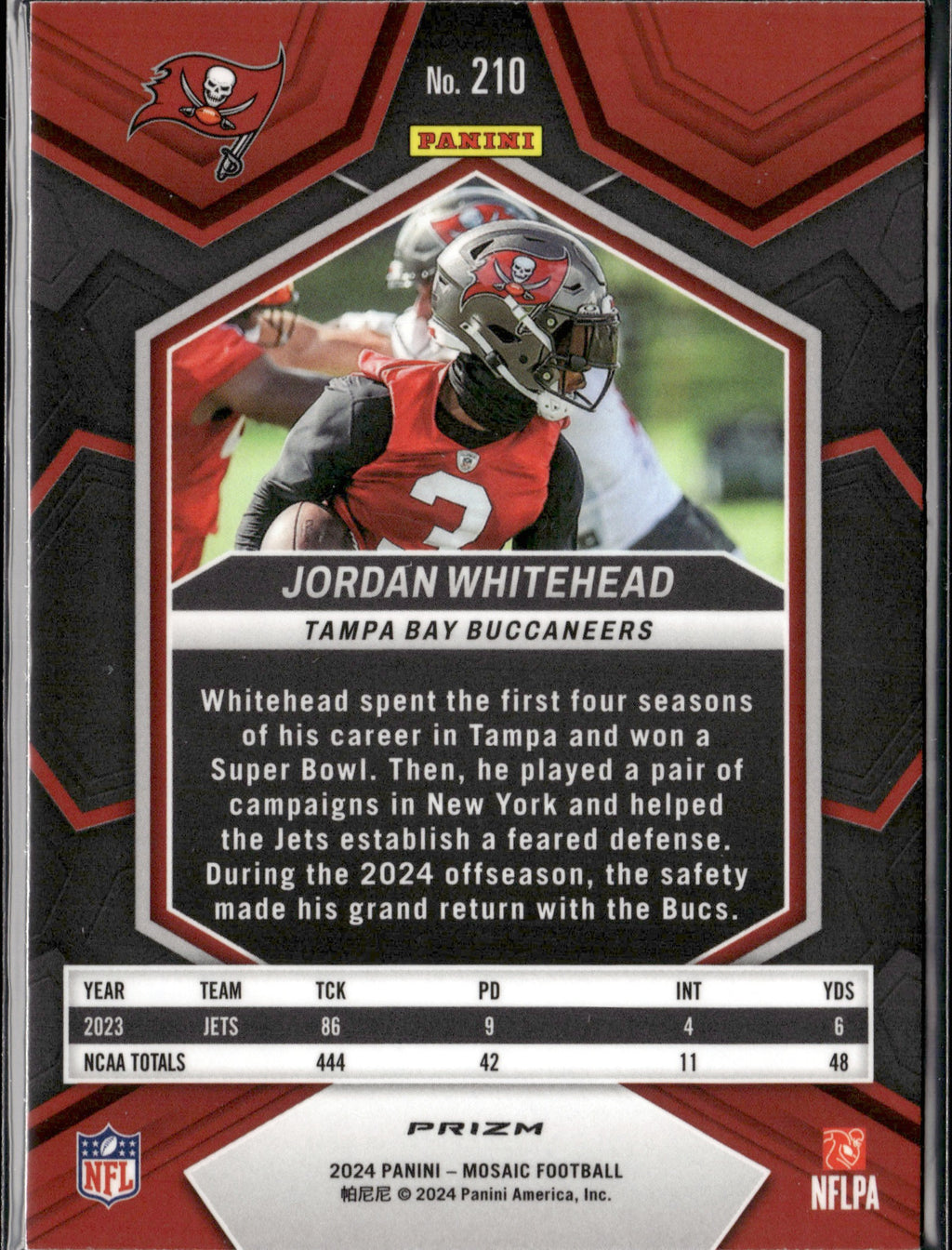 Jordan Whitehead #210 Mosaic Green 2024 Panini Mosaic Tampa Bay Buccaneers