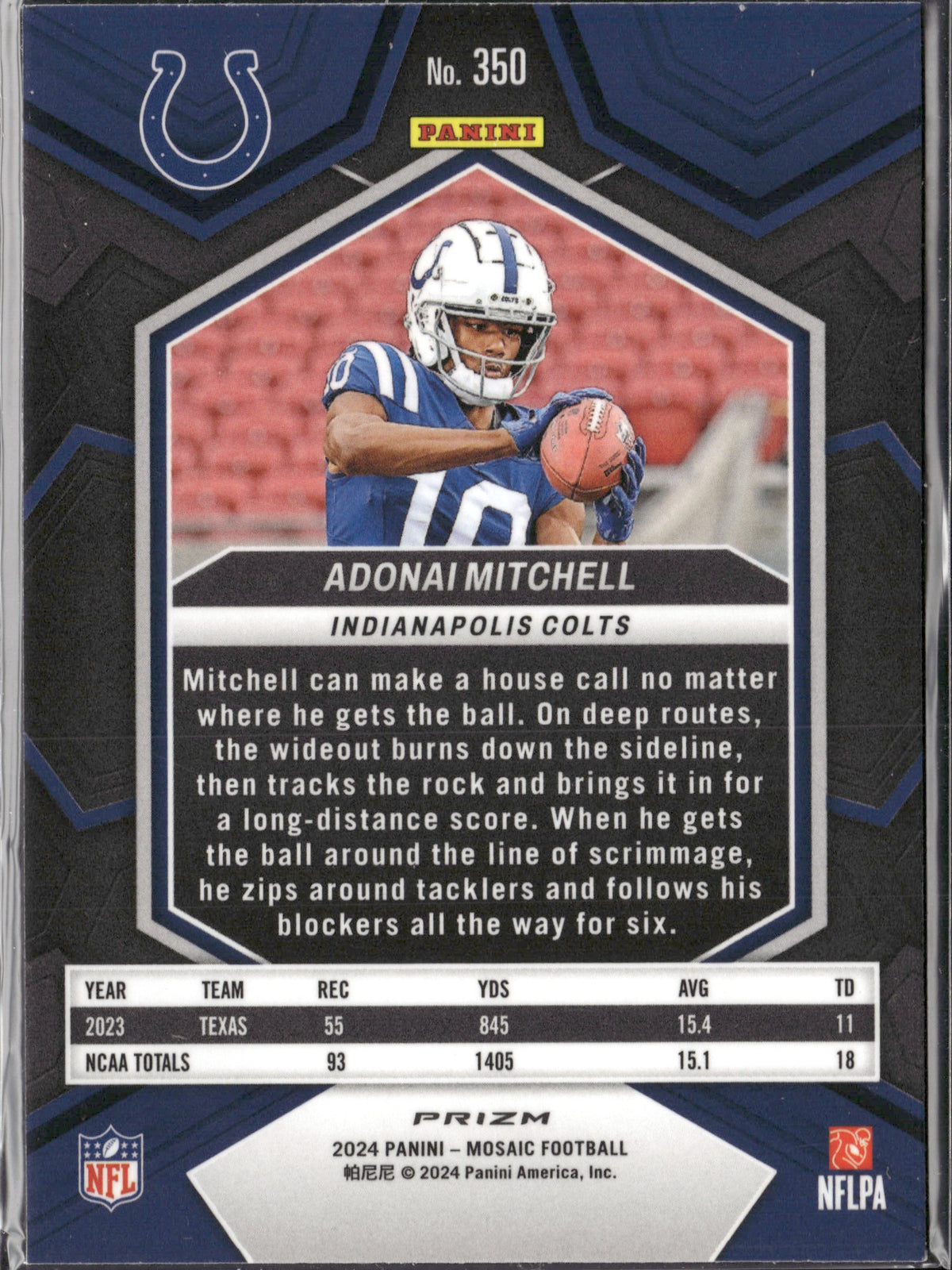 Adonai Mitchell #350 Mosaic Reactive Blue 2024 Panini Mosaic Indianapolis Colts