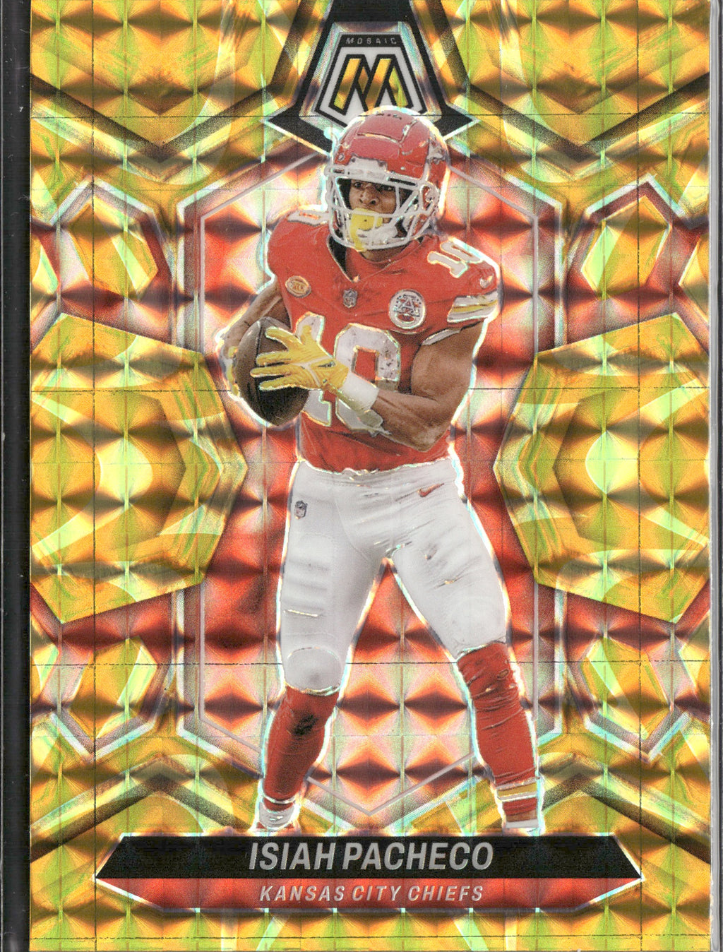Isiah Pacheco #107 Mosaic Reactive Yellow 2024 Panini Mosaic Kansas City Chiefs
