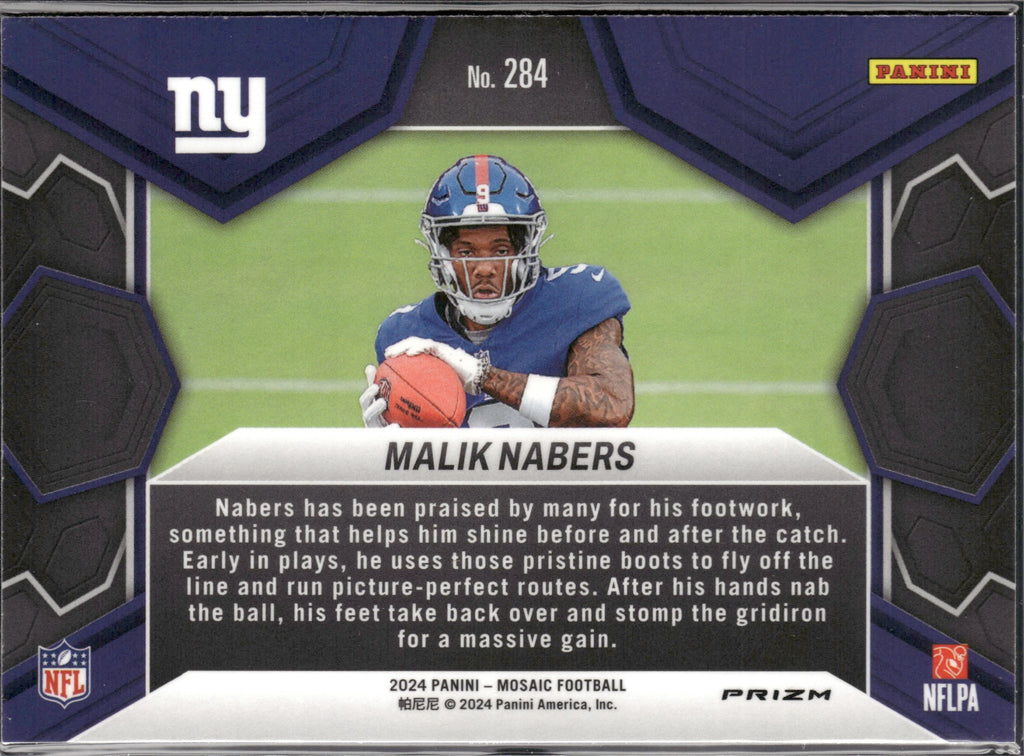 Malik Nabers #284 Mosaic Camo Pink 2024 Panini Mosaic New York Giants