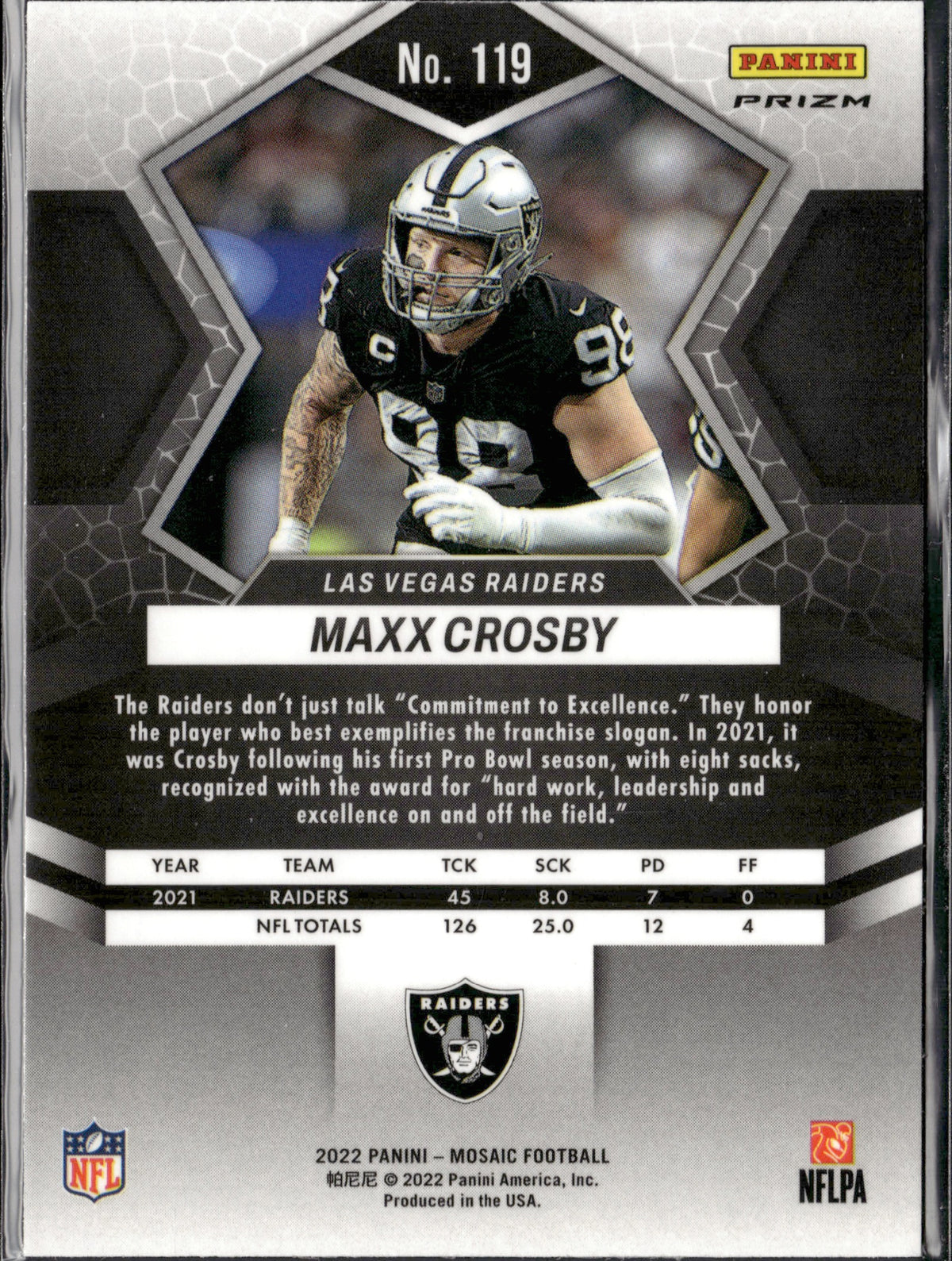 Maxx Crosby #119 Mosaic Camo Pink 2022 Panini Mosaic Las Vegas Raiders