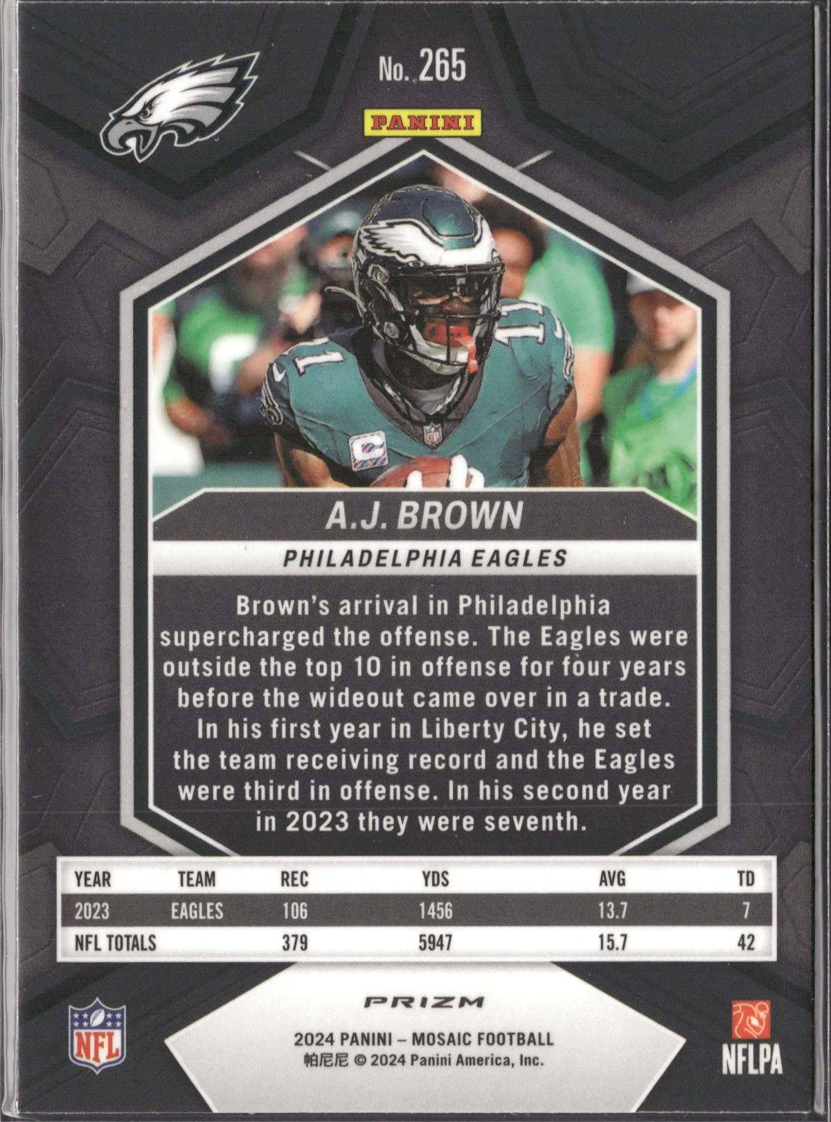 A.J. Brown #265 Mosaic 2024 Panini Mosaic Philadelphia Eagles